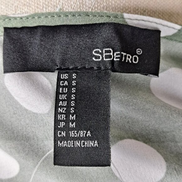 SBEtro Size Small Green Midi Dress White Polka Dots Spaghetti Straps V-Neck NWOT - Picture 11 of 14